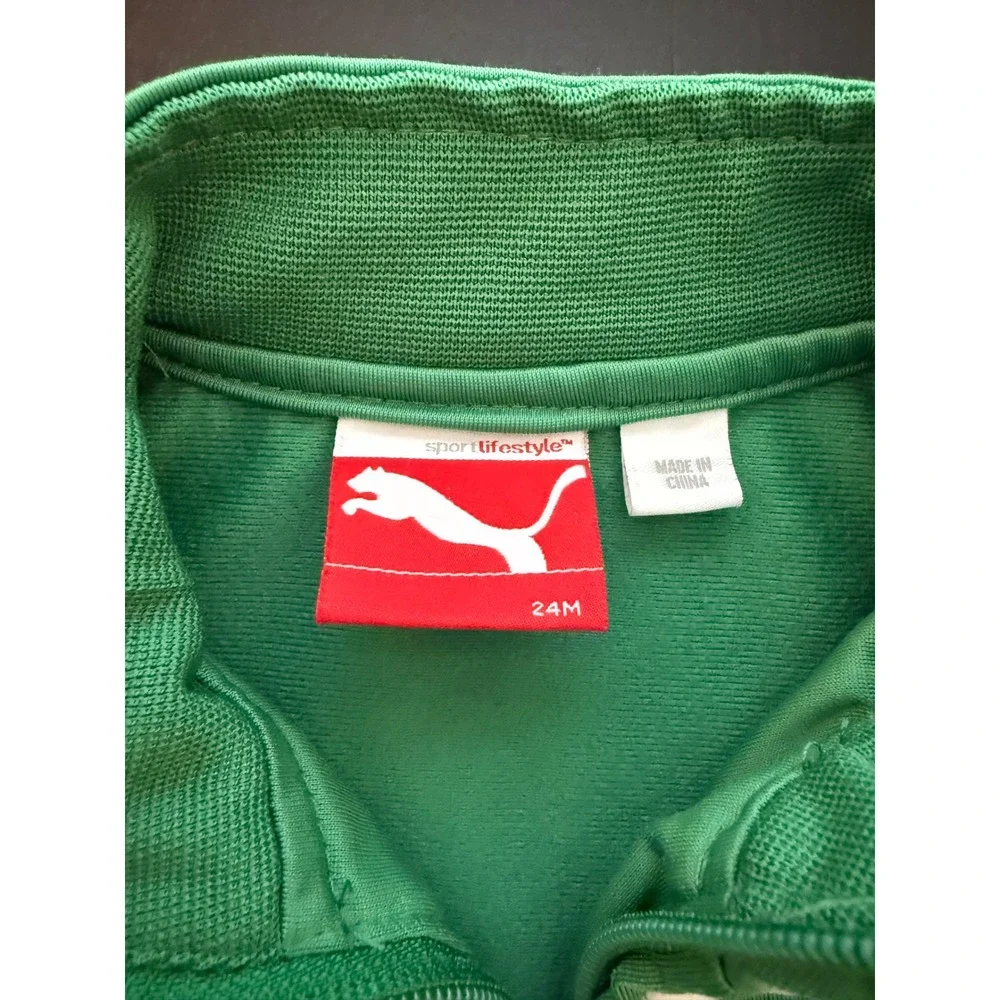 Puma Toddler 2-PC Track Suit Set Size 24 Months Green Zip-Up Jacket Sweatpant